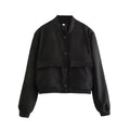 Jacket Coat White Autumn Winter Button Baseball Aviator Cropped Jackets for Women Long Sleeve Crop Outerwear